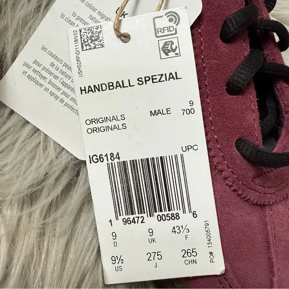 ADIDAS Handball Spezial Shoes Maroon / Core Black / Crystal White Size 9 NWB - Picture 3 of 15